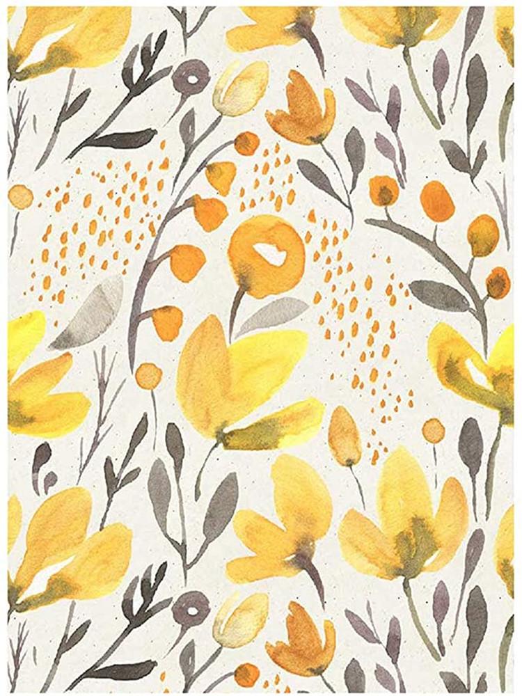 Желтые свежие цветочные самоклеящиеся обои виниловые отклеивающиеся и приклеивающиеся ручной росписи акварельный дизайн для гостиной домашний декор