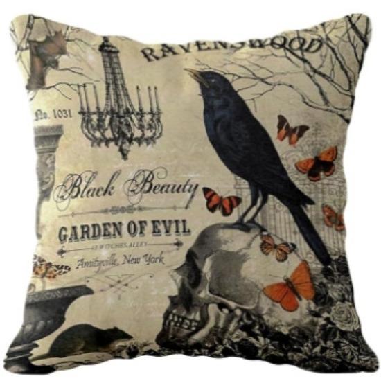 Halloween Decoration Pumpkin Skull Linen Pillow Cover Car Sofa Lumbar Pillow Cushion