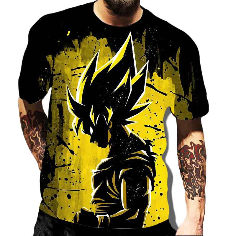 Мужская одежда Dragon Ball Z Футболка Оверсайз Футболка Аниме Dragon Ball Футболки Сон Гоку Топы Супер Сайян Футболка Одежда для Мальчиков