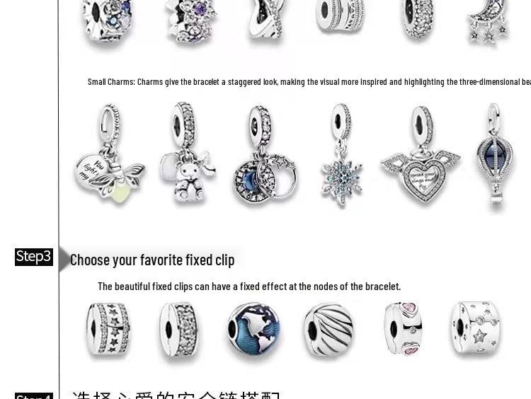 Браслет Pandora из стерлингового серебра S925 с подвеской в виде белого медведя с детенышем и опалом