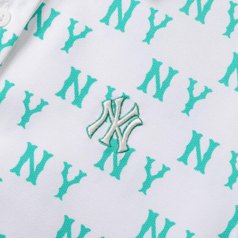 Новая женская рубашка-поло MLB New York Yankees цвета экрю 3FPQM0143-50WHS