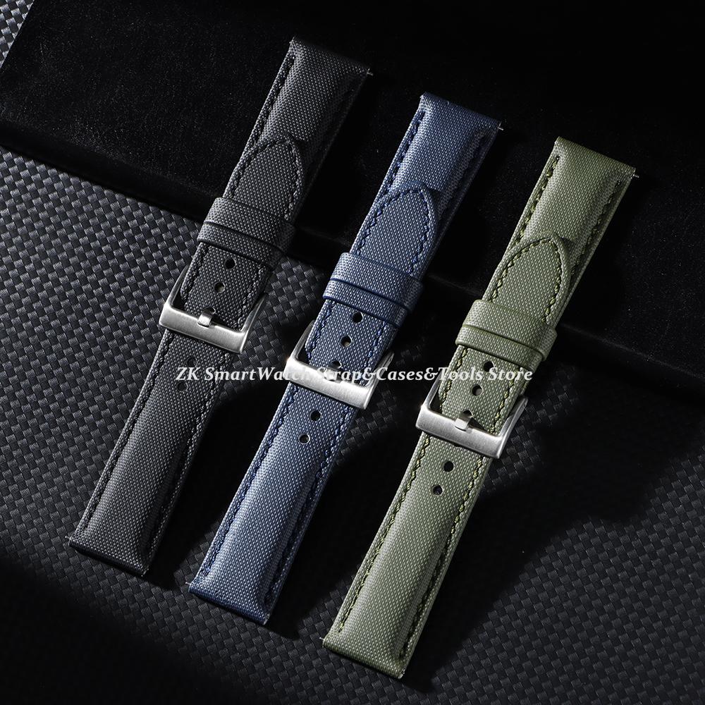 18mm 20mm 22mm Waterproof Sailcloth Watch Strap Nylon Leather Watchband Quick Release Band Sport Wristband Belt Accessories