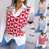 Women V-neck College  Love Knitted Vest Sweater Vest