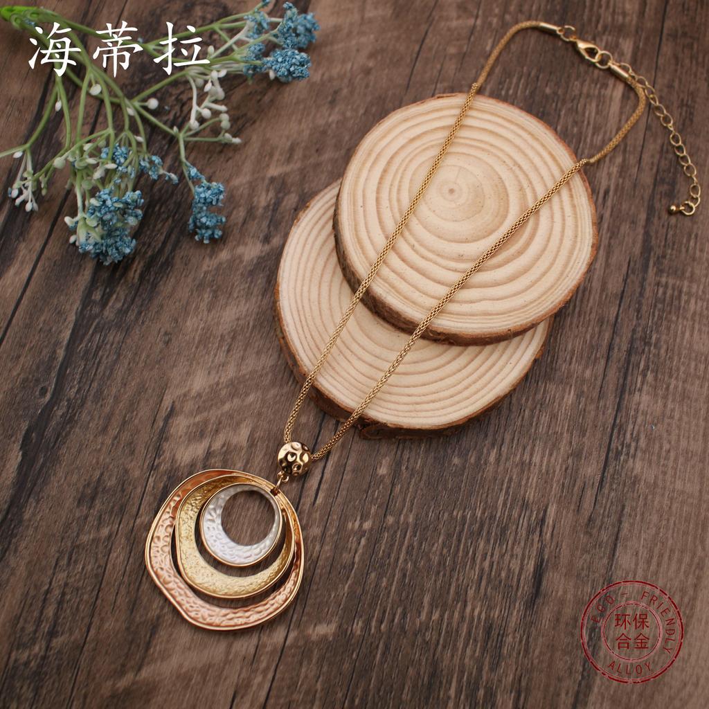 Новый цвет масло геометрическая подвеска-кольцо, простая личность женское универсальное полое кольцо ожерелье