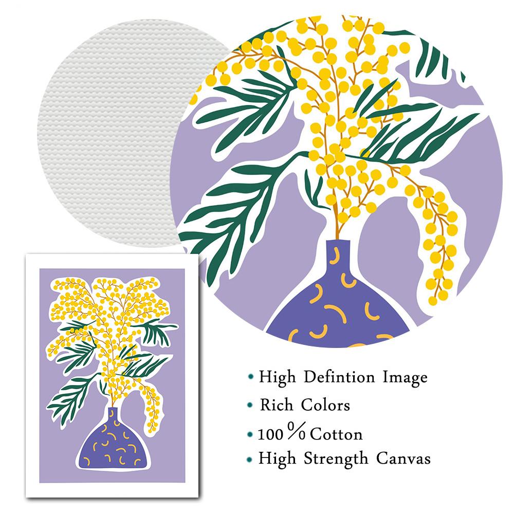 Flower Market Colorful Abstract Botanical Spring Flowers In Vase Wall Art Canvas Painting Wall Pictures For Living Room Decor