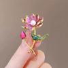Exquisite Magpie Lotus Brooch For Women Chinese Style Folding Fan Peony Flower Pearl Tassel Corsage Bridal Wedding Party Jewelry