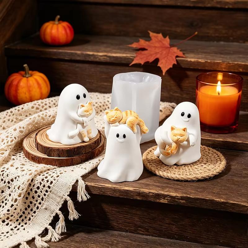Gypsum Mold Handmade Ghost Mold Plaster Figurine Mold Translucent White For Handcraft Teaching Desktop Decorative Candles Home
