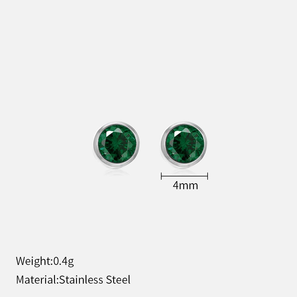 Simple Crystal Stud Earrings Fashion Women December Birthstone Colorful Diamond Earrings for Girls Gift