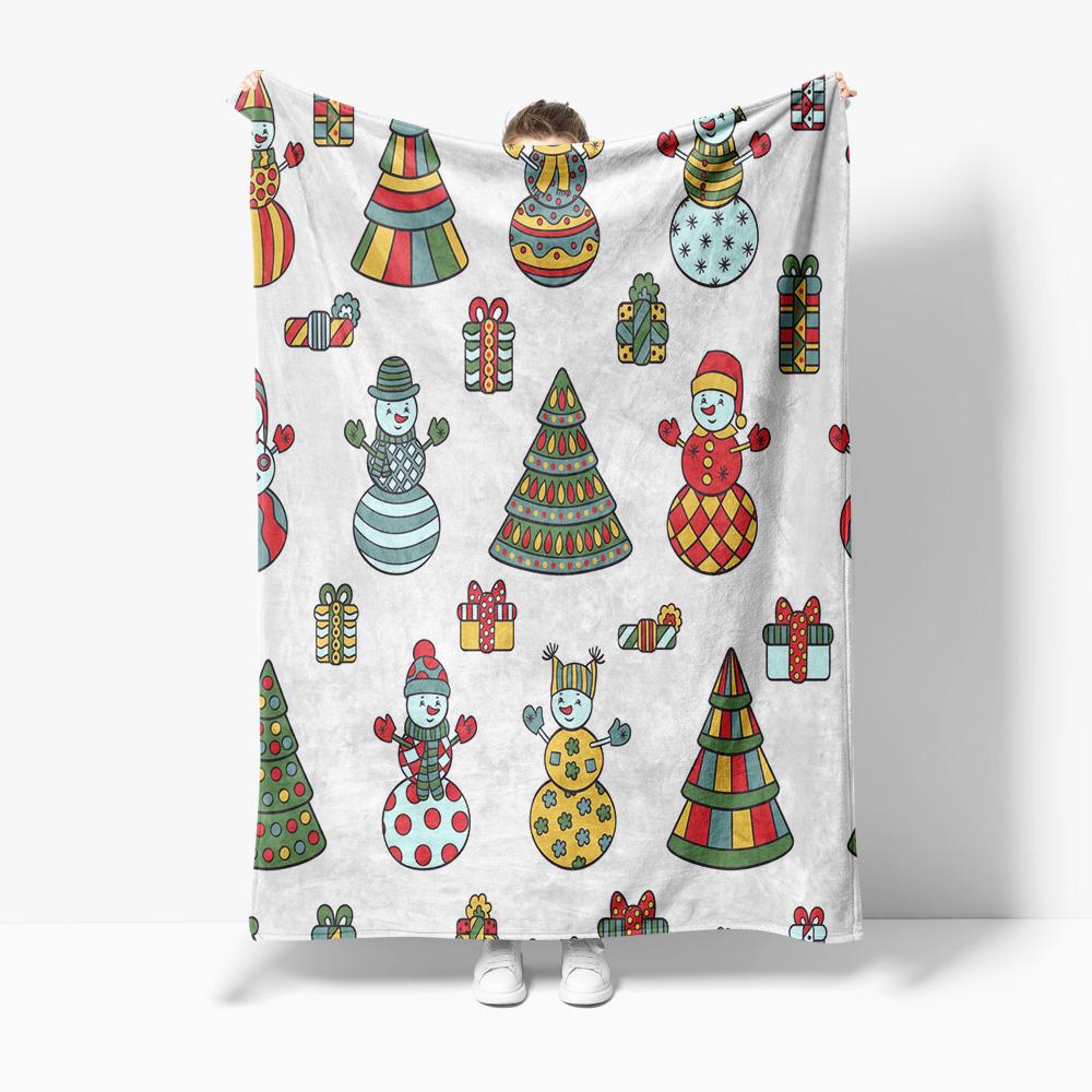 Cozy Throw Blanket Cute Snowman Pattern Winter Home Decor Soft Warm Flannel Blanket Gift Idea Christmas Holiday Festive Design