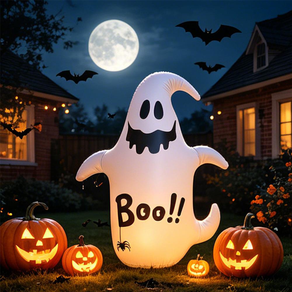 Halloween Inflatable Ghost Wobble Decor, Outdoor Indoor Party Scene Setup, Kids Interactive Toy, Mall Event Prop, with LED Light and Sandbag Base