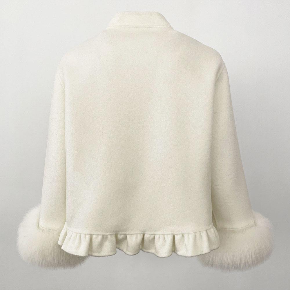 Роскошная зимняя модная короткая юбка из 100% двухсторонней шерсти, пальто из натурального меха лисы, рукава, женская теплая повседневная куртка