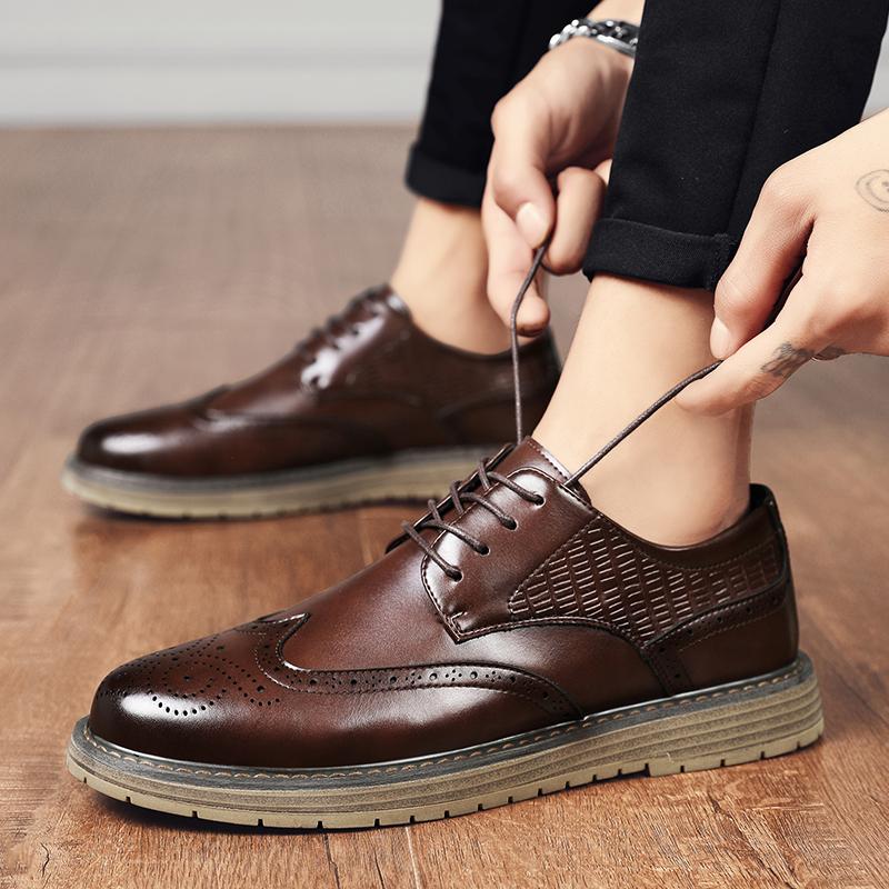 Модные гладкие кожаные туфли мужские туфли-оксфорды на шнуровке мужские туфли на шнуровке классические туфли на толстой подошве с острым носком дизайнерские мужские повседневные туфли