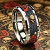 Gothic Punk Skull Rose Spider Web Ring Cool Stainless Steel Rings For Men Women Wedding Party Jewelry Halloween Gifts Wholesale