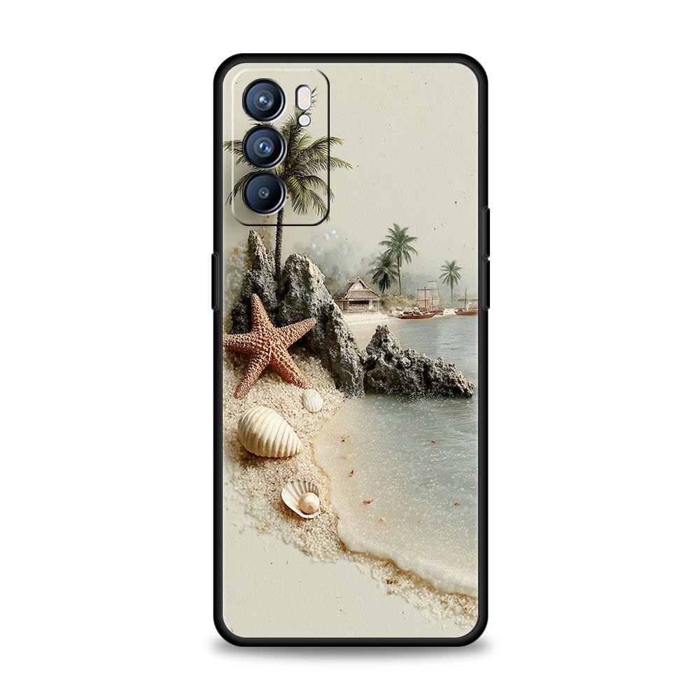 Морской Пляжный Ракушка Водоросли Чехол Для Телефона Для Oppo Reno 13 12 11 10 7 F Find X5 X6 A98 A80 A79 A78 A57 A54 A31 A17 Pro Мягкий ТПУ