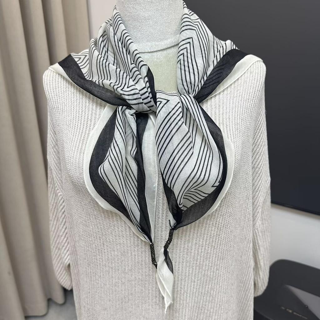 Cotton And Linen Triangle Scarf Summer Thin Silk Scarf Women'S High-End Shawl Women'S Versatile Belt Japanese And Korean Fart Curtain Scarf