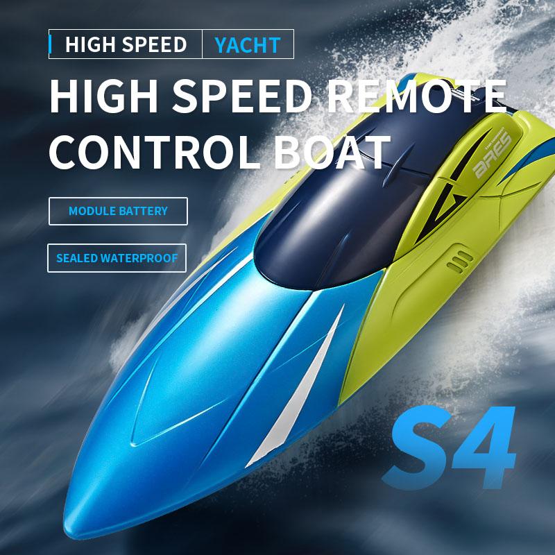Лодка на радиоуправлении 2.4G S4 Водная скоростная лодка Перезаряжаемый мотор Игрушка Двойной мотор Для детей Мальчика Модель корабля Игрушка Подарок на день рождения
