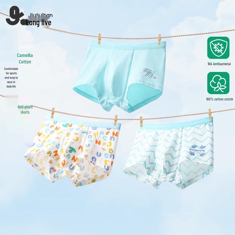 Хлопковые эластичные боксеры для мальчиков Jiusuiban (3-Pack)