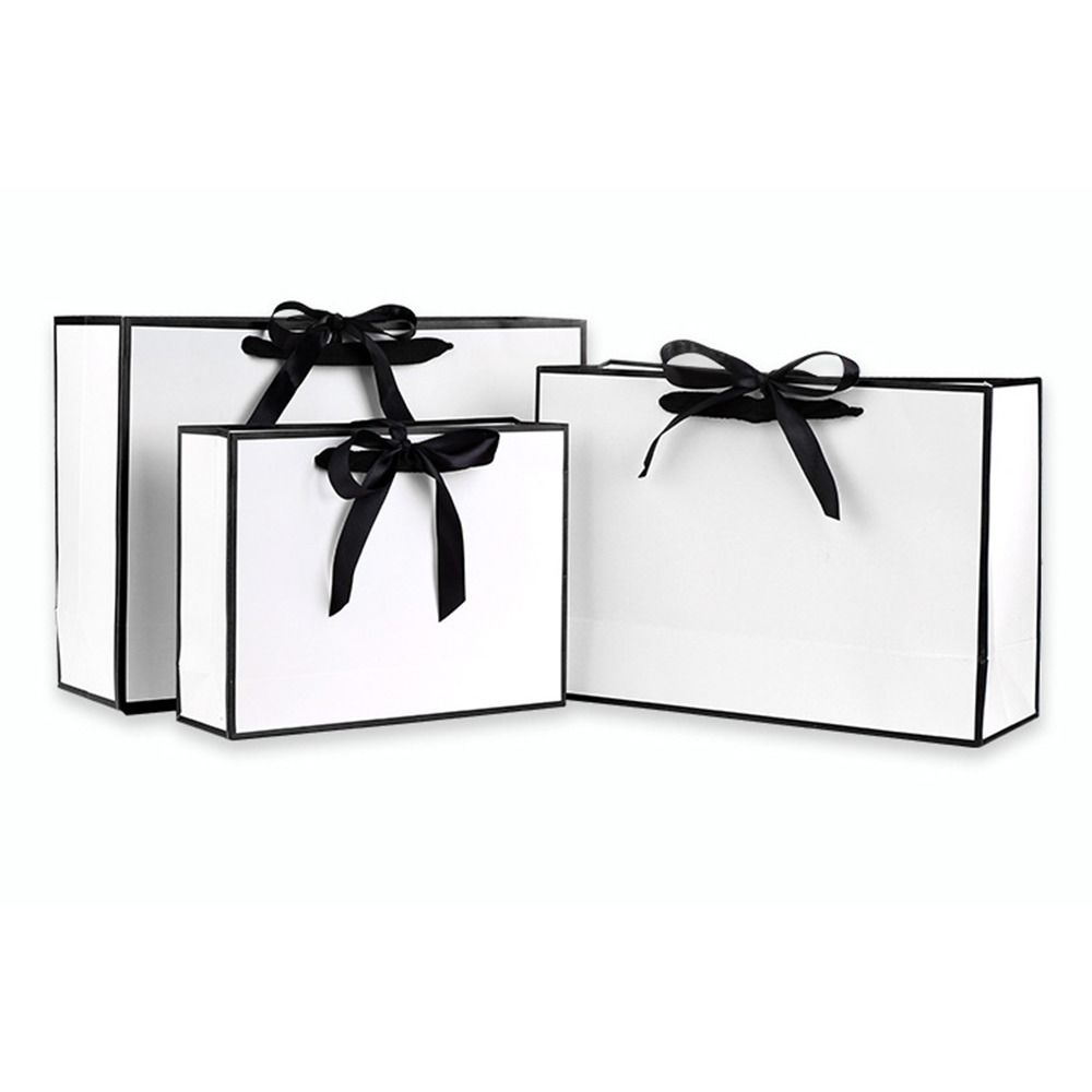 Multi-size Paper Bag White&Black Handhold Shopping Bag Gift Packaging Bag Wrapping