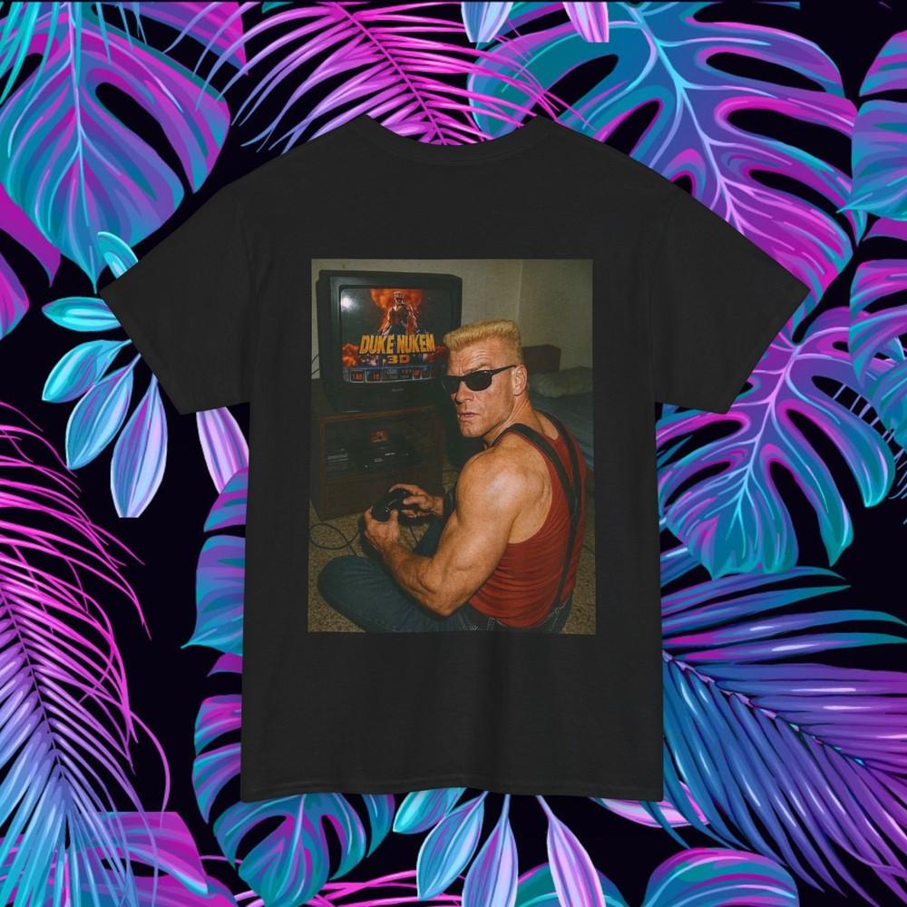 Gamer Tee Video Game Shirt On Back Retro Gaming Top Funny Duke Nukem