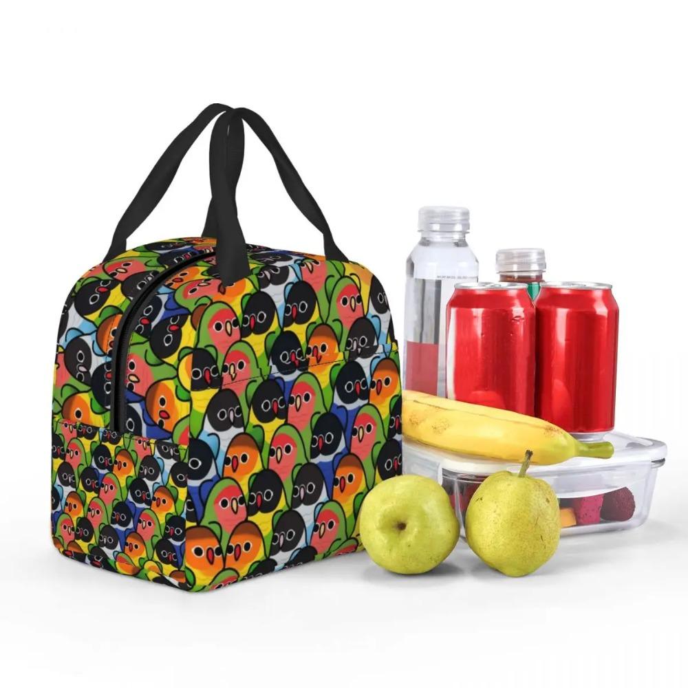 Custom Parrot Birds Cockatiel Squad Insulated Lunch Bags for Women Resuable Cooler Thermal Bento Box Outdoor Camping Travel
