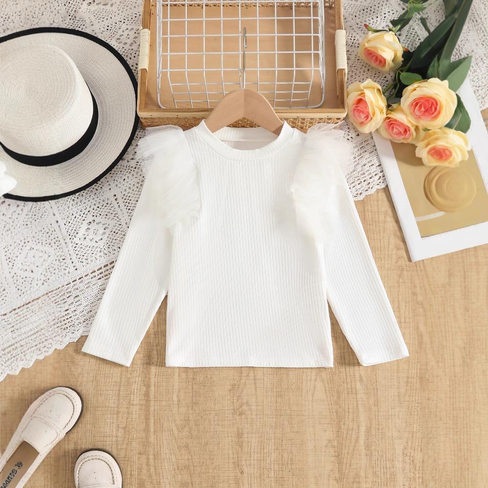 Girls' Long-Sleeve T-Shirt Spring/Fall Base Layer Girls' Mesh Top Base Layer High-Neck Long-Sleeve T-Shirt