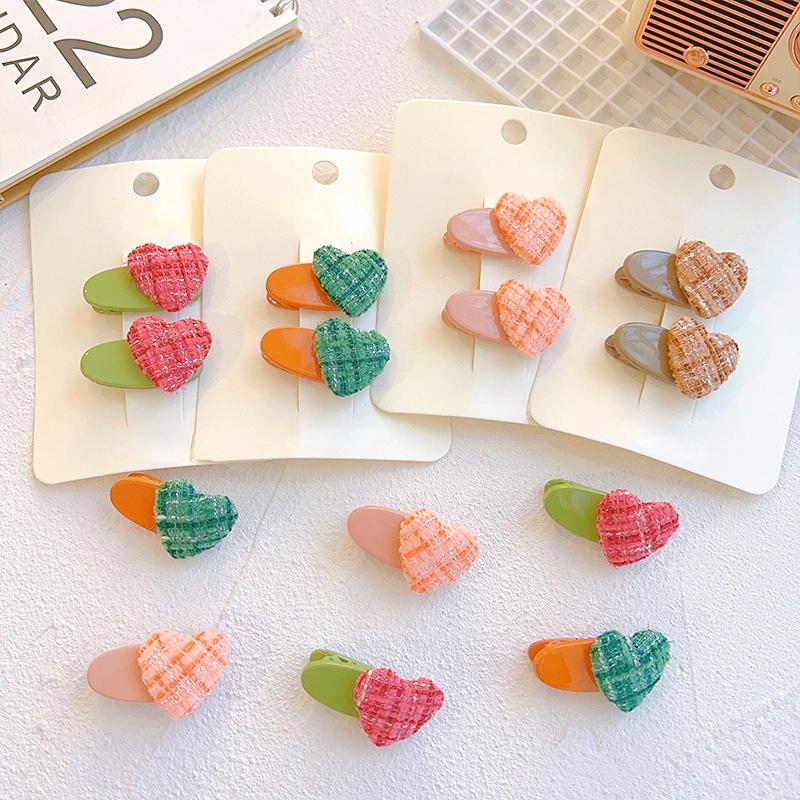 2 шт., детские заколки для волос, милые заколки в стиле сердечек для маленьких девочек, Kawaii, детская челка, боковая заколка, аксессуары для волос для маленьких девочек