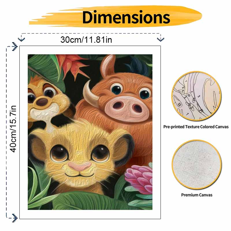 Disney Oil Painting Painting Art Simba Pumbaa Timon Hobby Cultivating Gifts Home Decoration