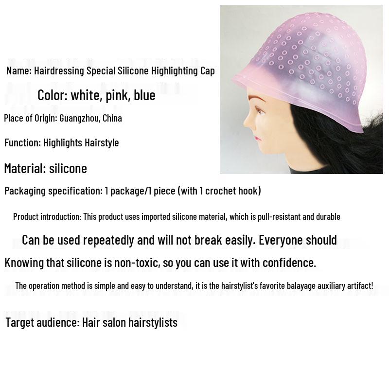 Durable Silicone Highlighting Cap with Needle for Hair Dyeing