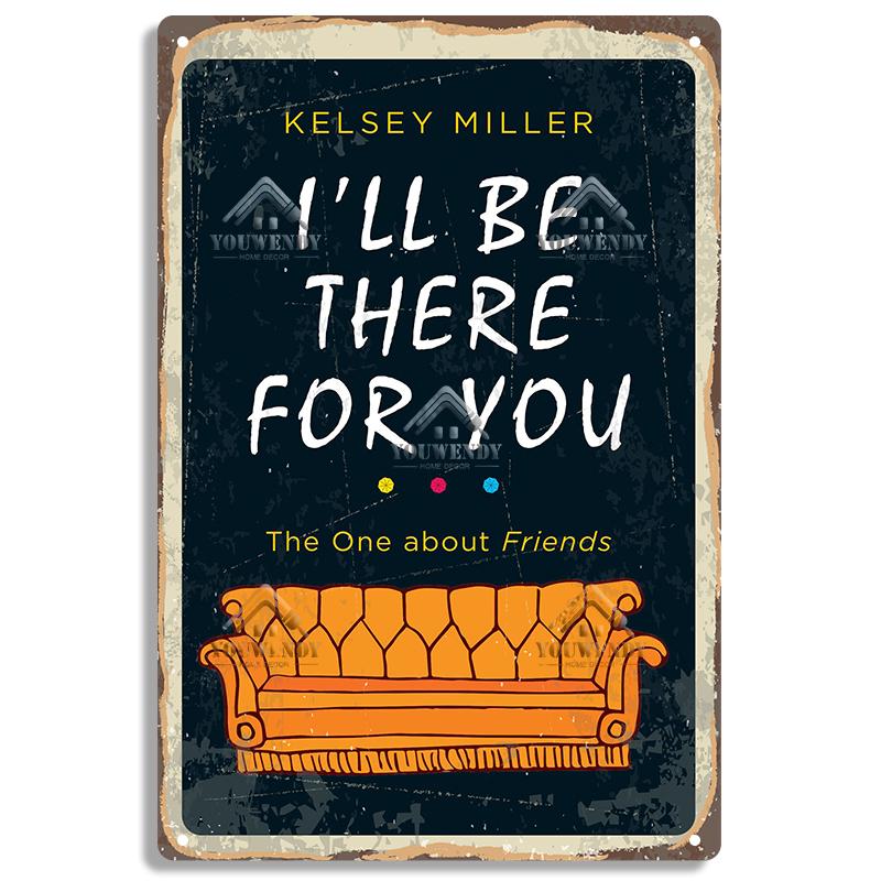 Кофе из Центральной кофейни «Друзья», Винтажная металлическая жестяная вывеска, Декоративная табличка, Ретро тарелка Кафе Кухня Гостиная Бар Постер, UW83