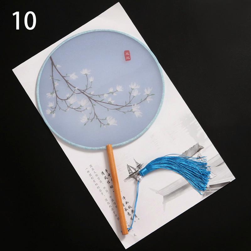 1шт классические печатные кисточки с длинной ручкой круглые веера круглый свадебный веер