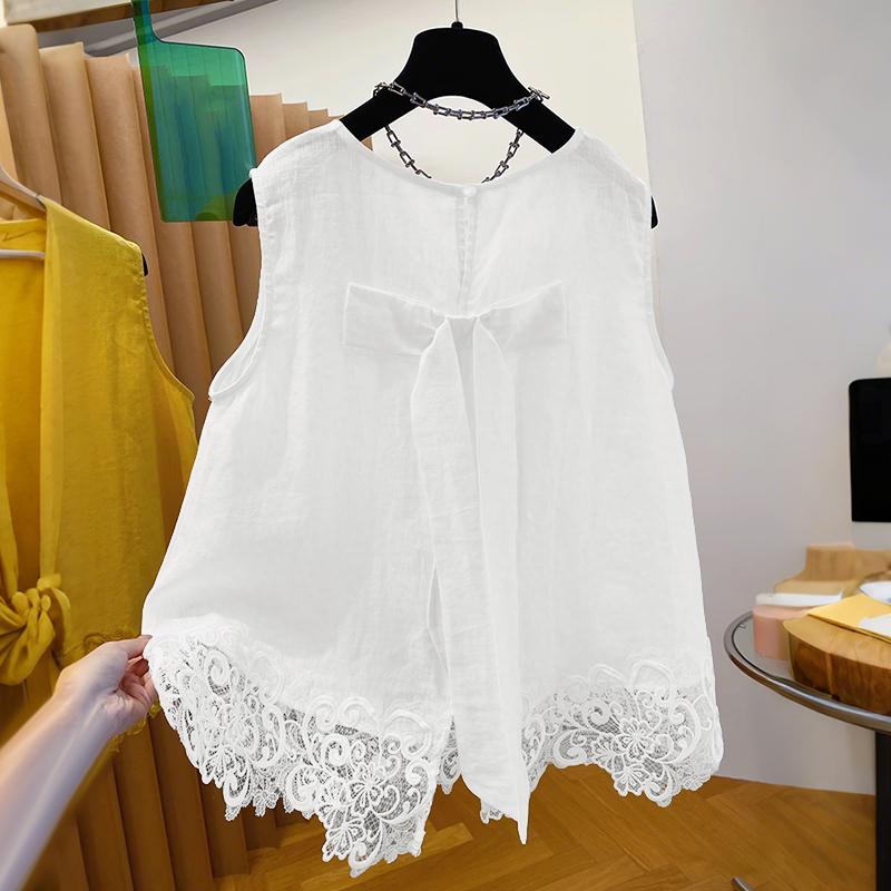 ZANZEA Женские летние повседневные майки без рукавов с кружевной вставкой