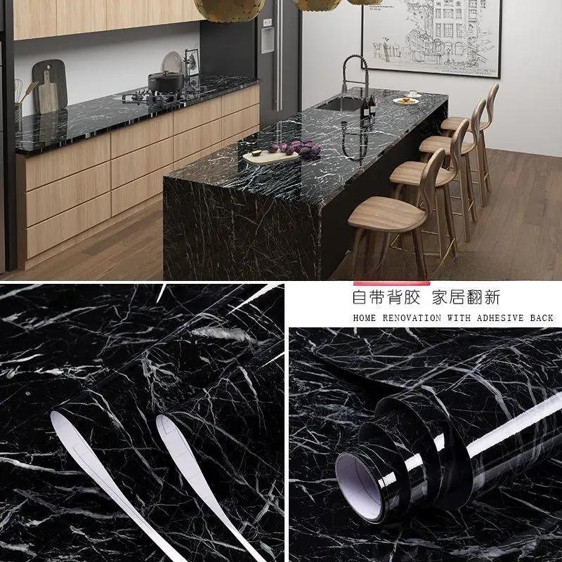 Серый Мрамор Самоклеящиеся Обои Водонепроницаемый Винил Отслаивающиеся Обои для Старой Мебели Кухонная Столешница Гранитная Пленка