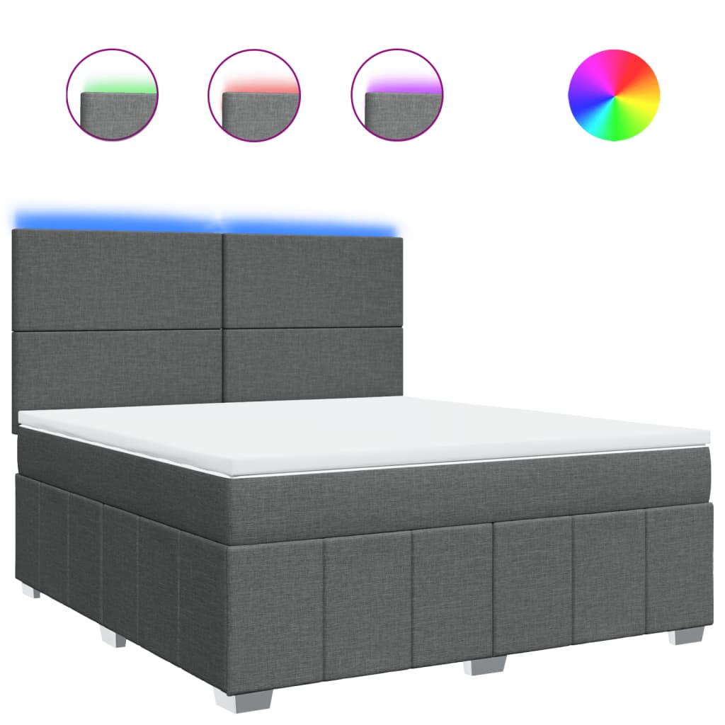 Box Spring Bed with Mattress Dark Grey 180 x 200 cm Fabric