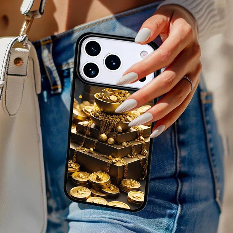 Switzerland Fine Gold Phone Case For iPhone 17 Air 14 15 13 12 Max Cover For Apple 16e 11 Pro Max Plus Coque
