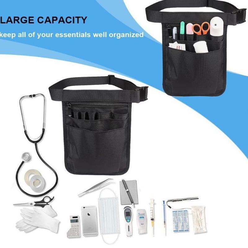 Регулируемая поясная сумка медсестры, портативная, большой вместимости, из ткани Оксфорд, сумка-органайзер для медсестры, поясная сумка с несколькими отделениями и карманами, органайзер для ремня
