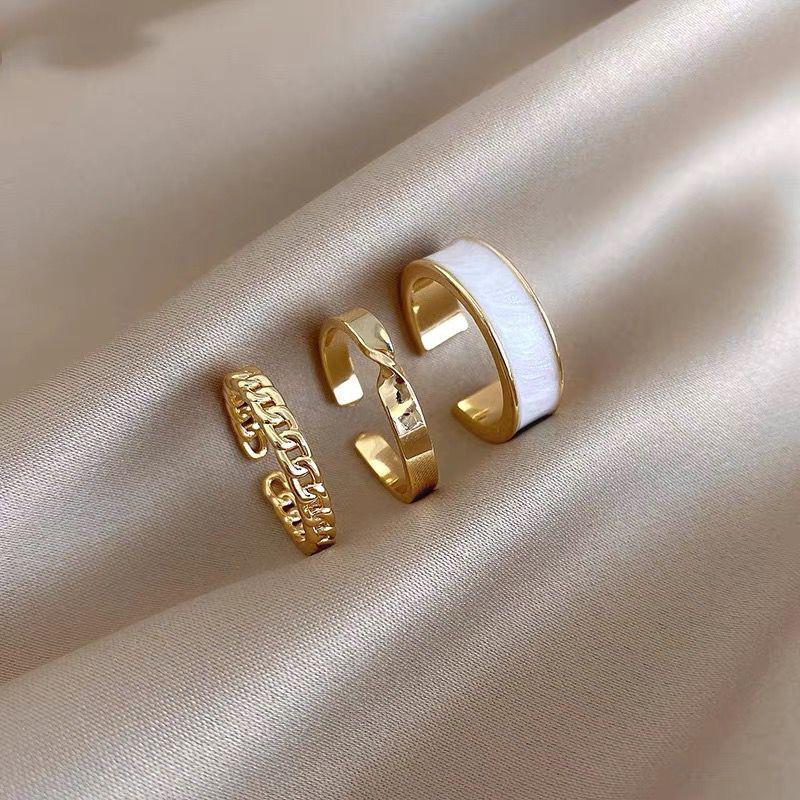 «Корейский модный геометрический открытый набор колец»: Роскошная ниша для указательного пальца и мизинца"