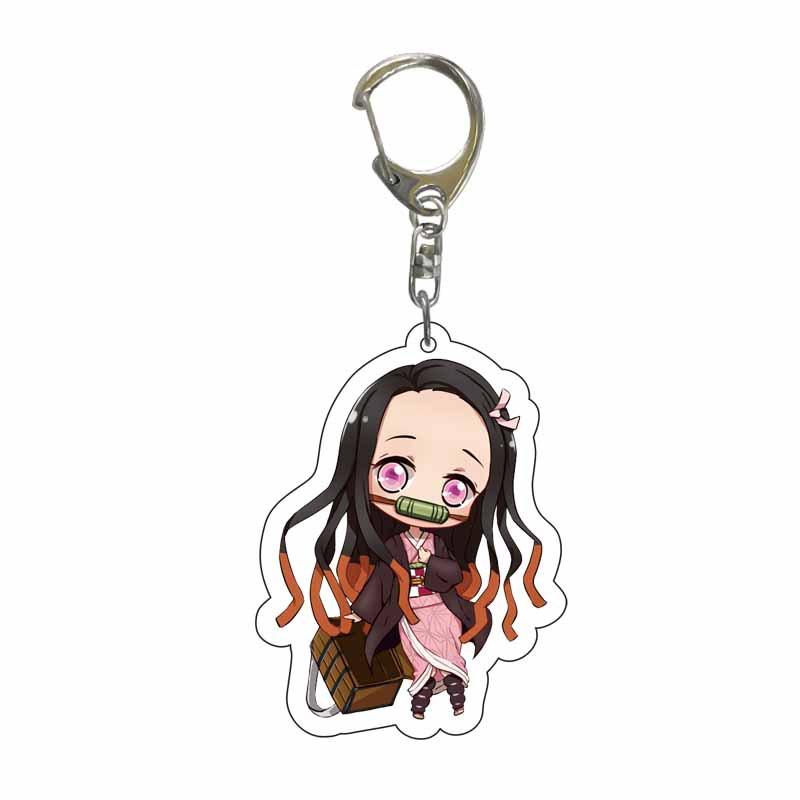 Клинок, рассекающий демонов Kimetsu No Yaiba Бесконечный Замок Акриловый Брелок Аксессуары Брелок-подвеска для Сумки Томиока Гию Экшн-фигурка Модель Игрушки