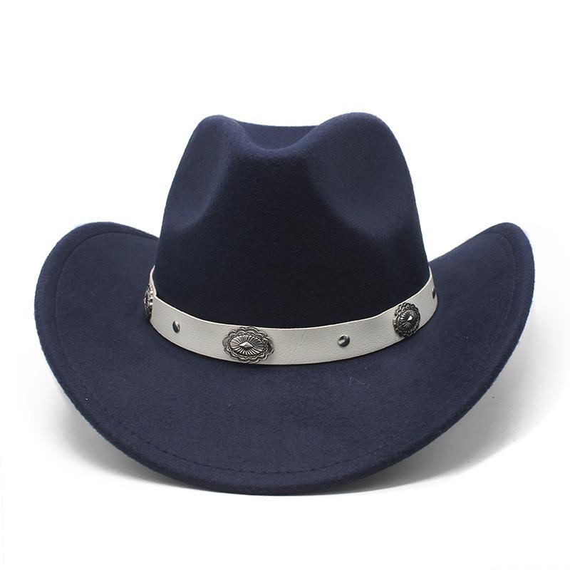 White Ethnic Style Western Cowboy Felt Hat Tibetan Fedora