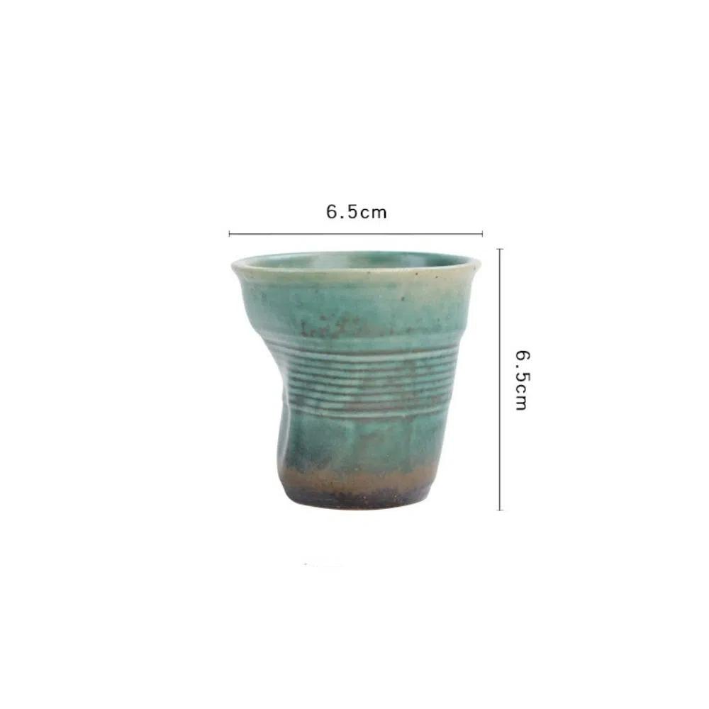 Antique Ceramic Espresso Coffee Cup Irregular Tea Cup Retro Pleated Cup Kitchen Tools