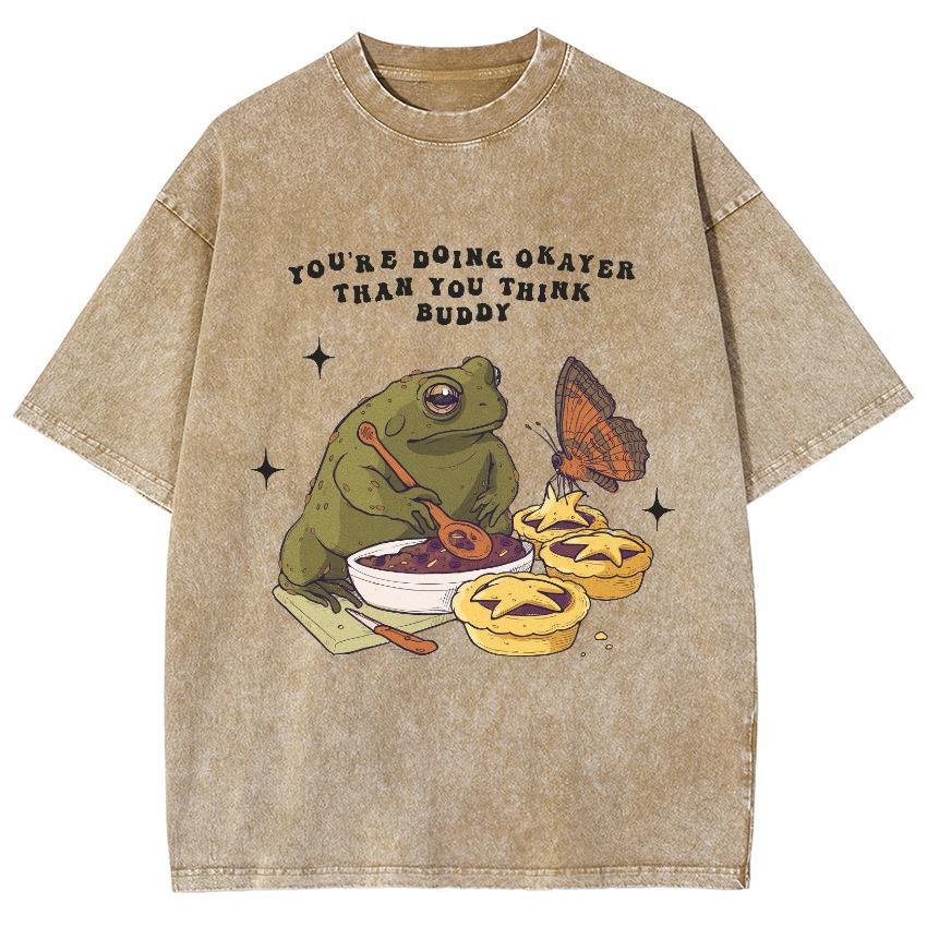 Black Women'S T-Shirt Frog Print Oversized Cotton Tees A