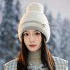 Женская зимняя шапка, шерстяная вязаная шапка с помпоном, утолщенная теплая защита ушей, ветрозащитная шапка от холода