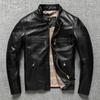 Genuine Leather Jacket Men's Stand-up Collar Slim Motorcycle Trendy Leather Jacket Autumn and Winter Large-size Jacket