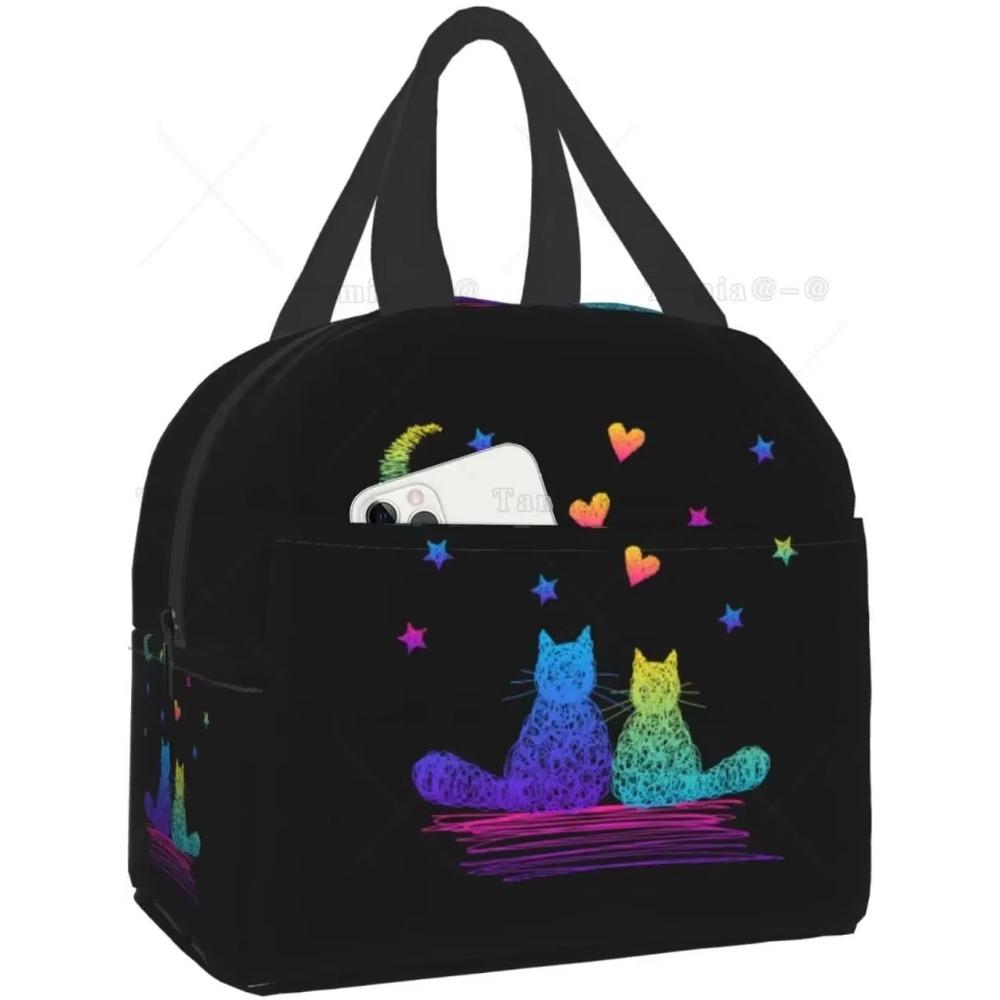 Изолированная сумка для ланча Cat, многоразовая термосумка-холодильник с передним карманом для женщин и мужчин, для путешествий, работы, походов, пикника, ланч-бокса