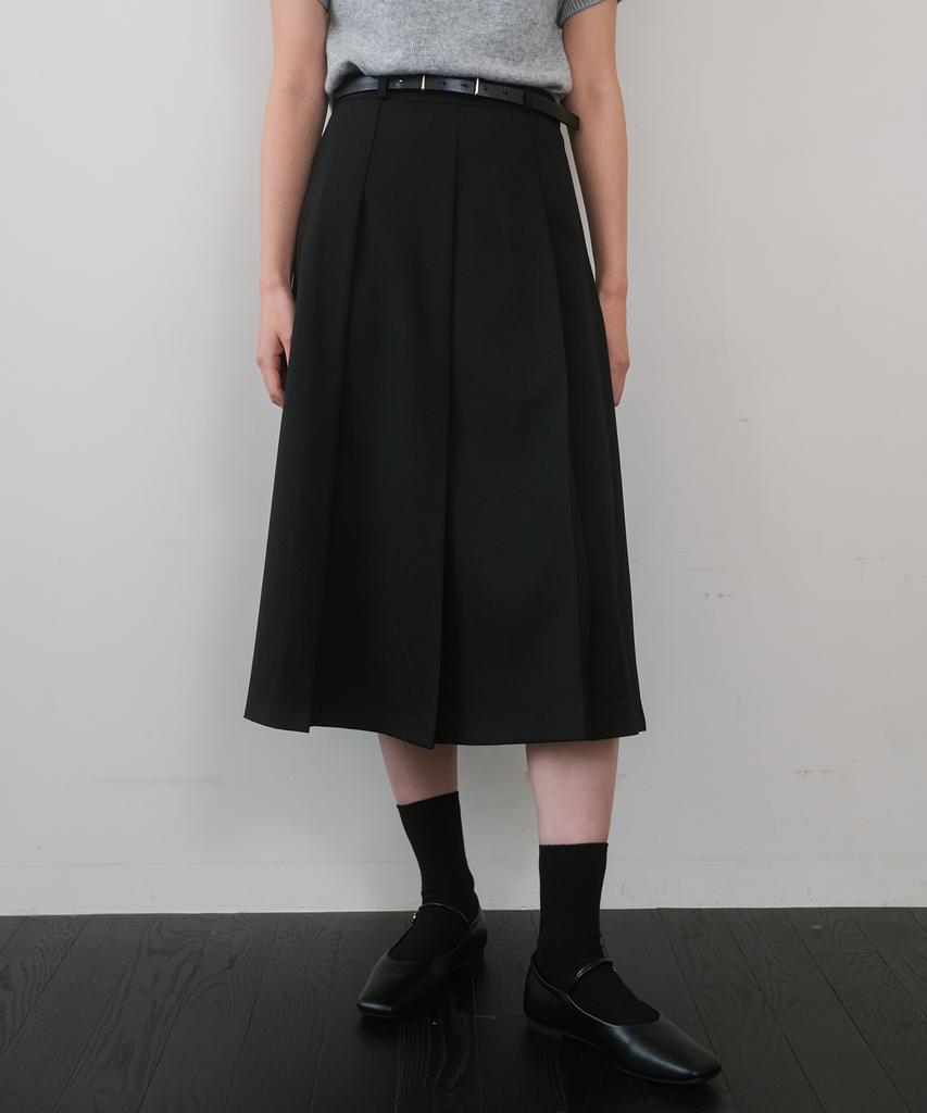 Laminez Wool Blend Pleated Skirt - Black