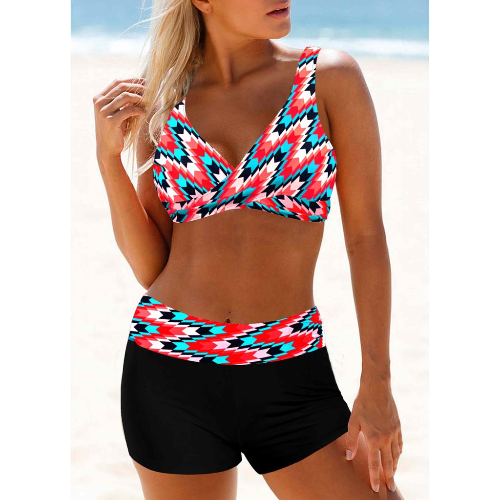 2024 Новый женский комплект из двух частей бикини, сексуальный пляжный купальник, модный комплект бикини с принтом, женский летний модный купальник-бикини для плавания