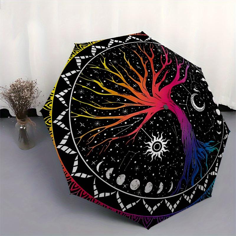 Colorful Tree of Life Mandala - Bohemian Wall Hanging for Bedroom DecorUmbrella, Portable 3-Fold Umbrella for Men & Women,Christmas Gift ES293