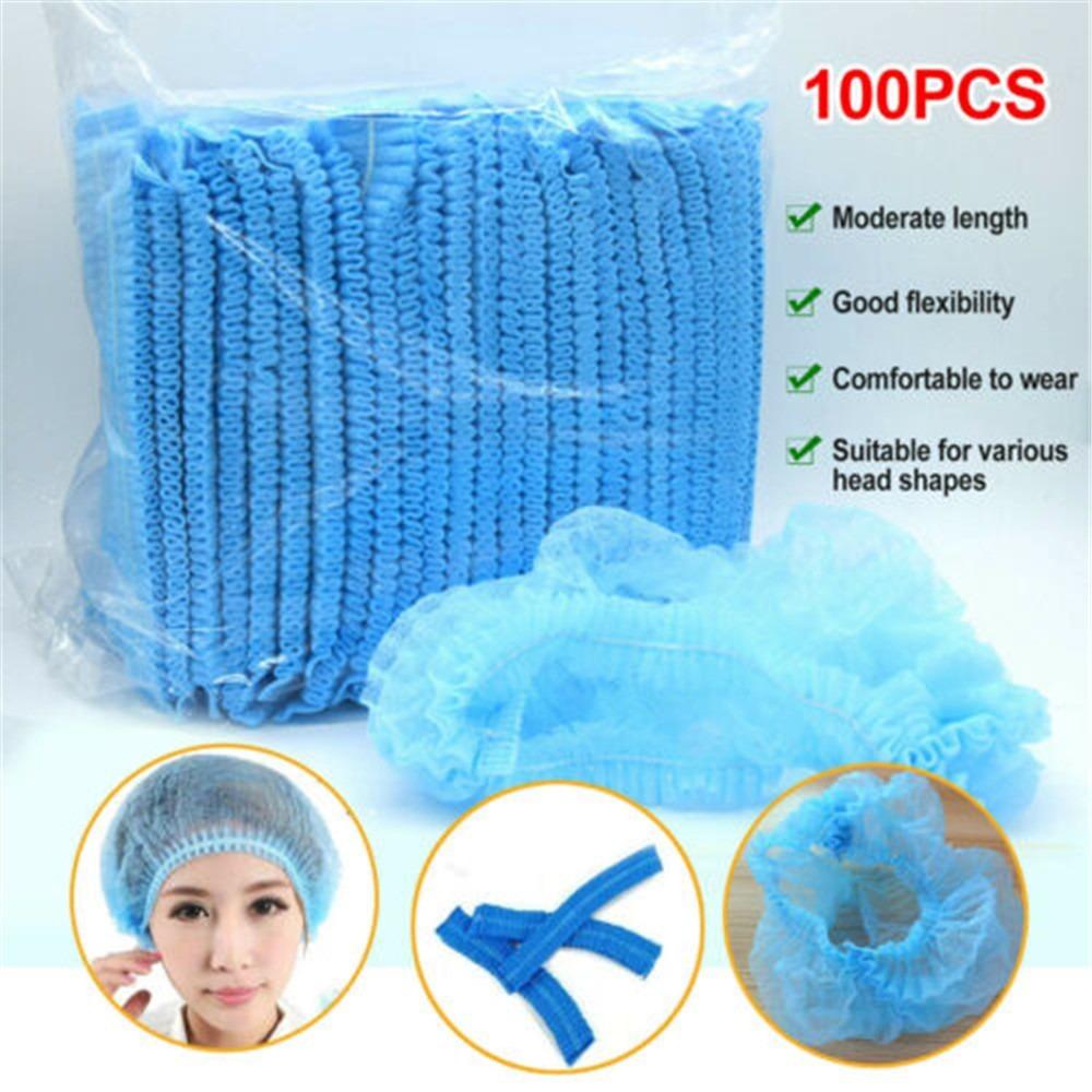 100pcs/Pack Disposable Hair Head Covers Net Bouffant Dustproof Anti Dust Caps Breathable Shower Hats