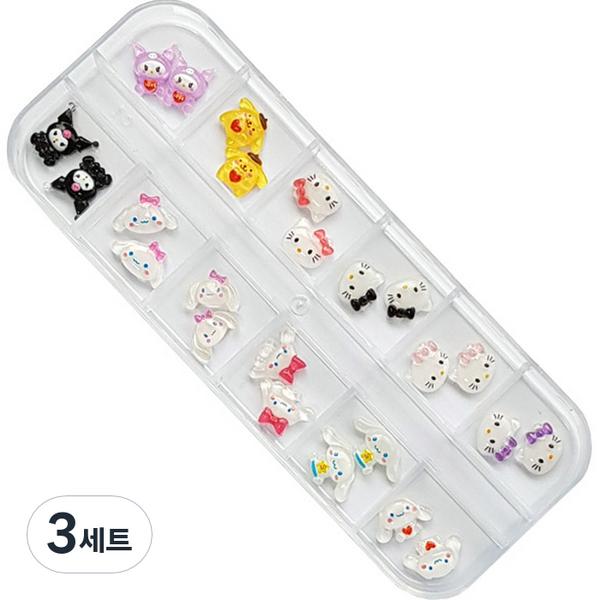 Симпатичный набор деталей для ногтей KN-P1048, разные цвета, 3 комплекта