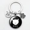Cartoon Glass Cabochon Key Ring Metal Key Holder Lovely Car Key Chain Bag Hanging