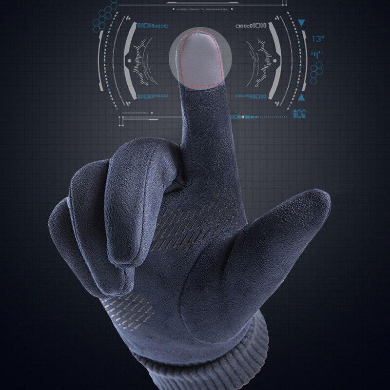 Зимние мужские перчатки, уличные теплые перчатки с сенсорным экраном для езды на мотоцикле, мужские замшевые ветрозащитные перчатки с полным пальцем